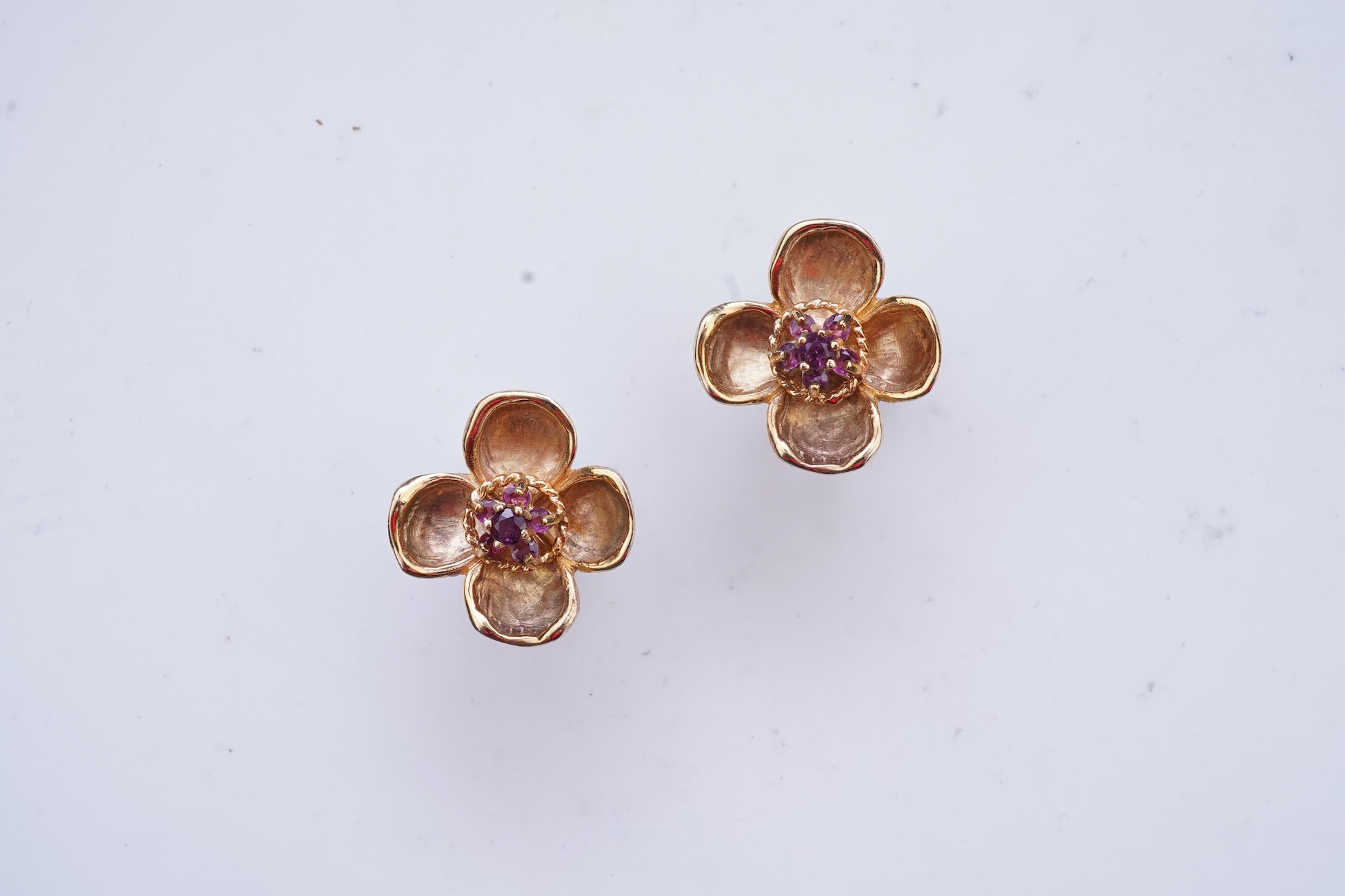 A pair of garnet earrings